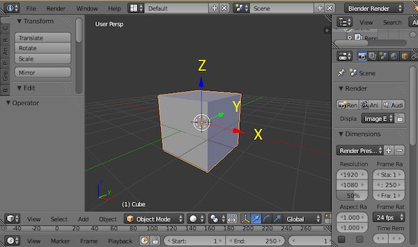 Không gian 3D biểu diễn bằng hệ trục tọa độ