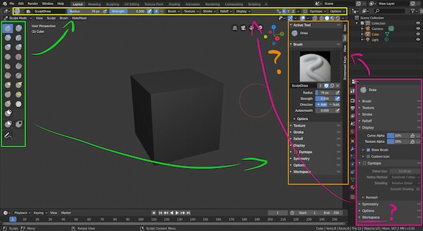 Thanh công cụ Toolbar tại Blender