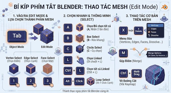 Tổng hợp phím tắt Blender
